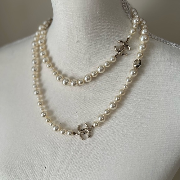 CHANEL Jewelry - CHANEL Faux Pearl CC Long Necklace